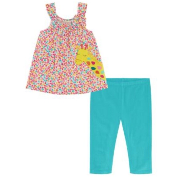 KIDS HEADQUARTERS Little Girls Draw-Straps Printed Tunic&Capri Leggings Set 5T - Picture 1 of 9